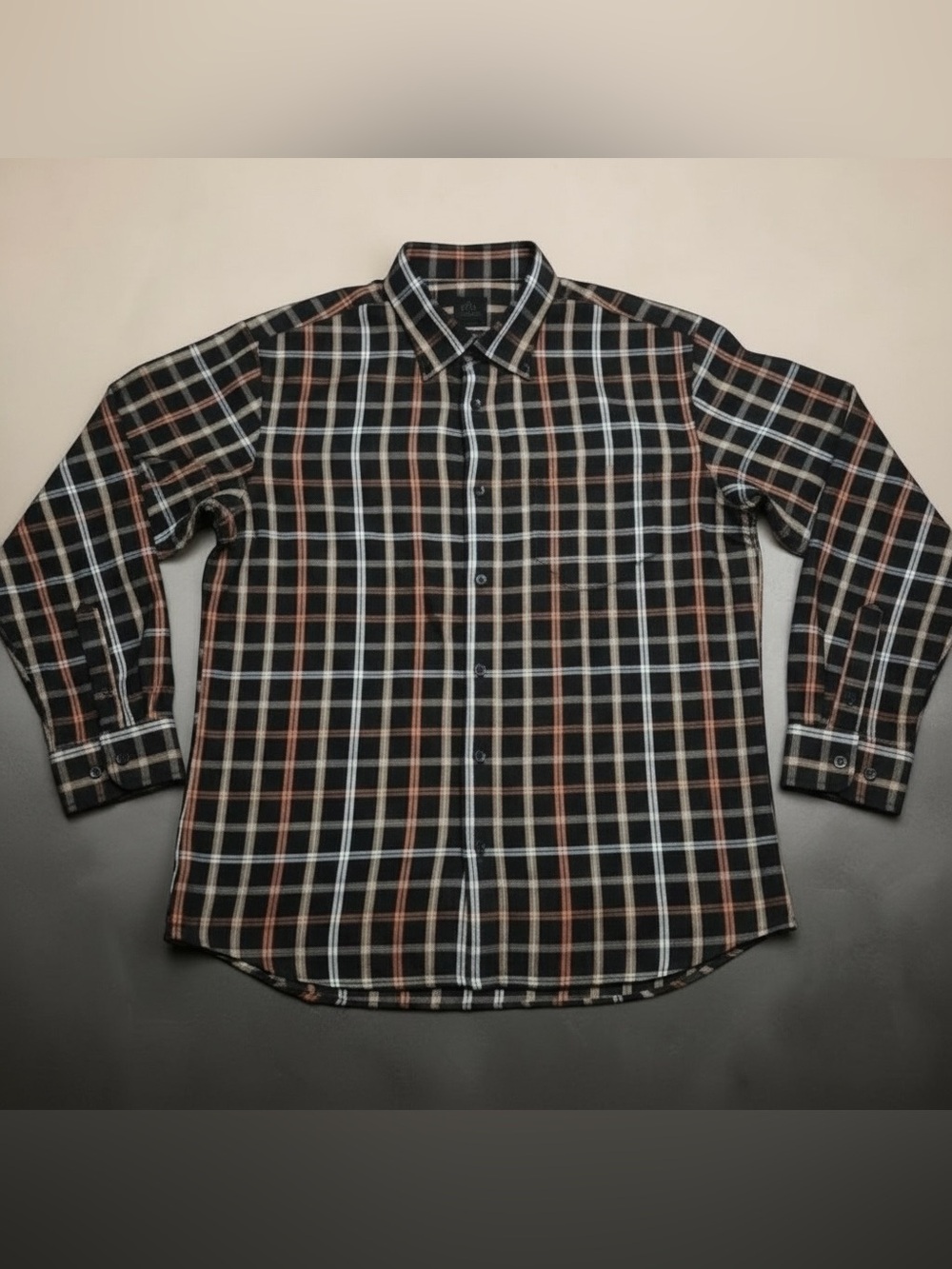 FX Fusion Plaid Button Down Shirt XL Black Brown Long Sleeve Casual